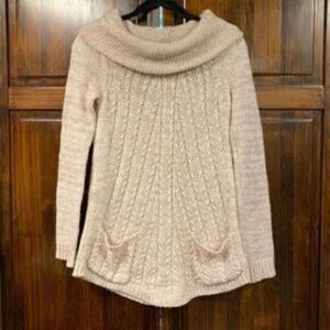 Anthropologie Guinevere Pink Cream Turtleneck Wool Mohair Blend Sweater Size XS